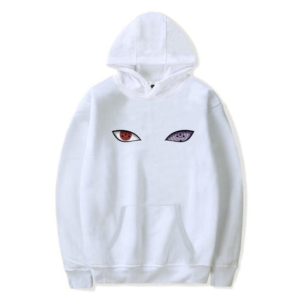 Men's Staring Eyes Print Unisex Hoodie White