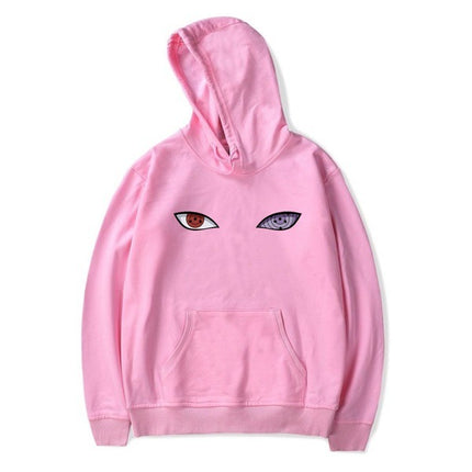 Men's Staring Eyes Print Unisex Hoodie Pink