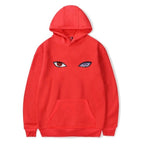 Men's Staring Eyes Print Unisex Hoodie Red