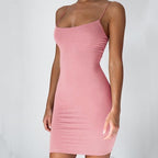 Pure Color Simple Tight-fitting Hip Skirt Pink