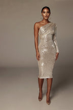 One-shoulder Dress Oblique Wrapped Chest Evening Dress