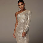 One-shoulder Dress Oblique Wrapped Chest Evening Dress