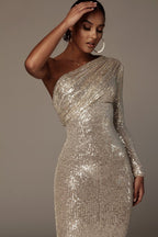 One-shoulder Dress Oblique Wrapped Chest Evening Dress