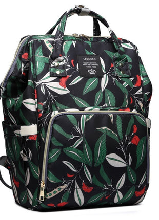 SS Maternity Nappy Bag Black Leaves