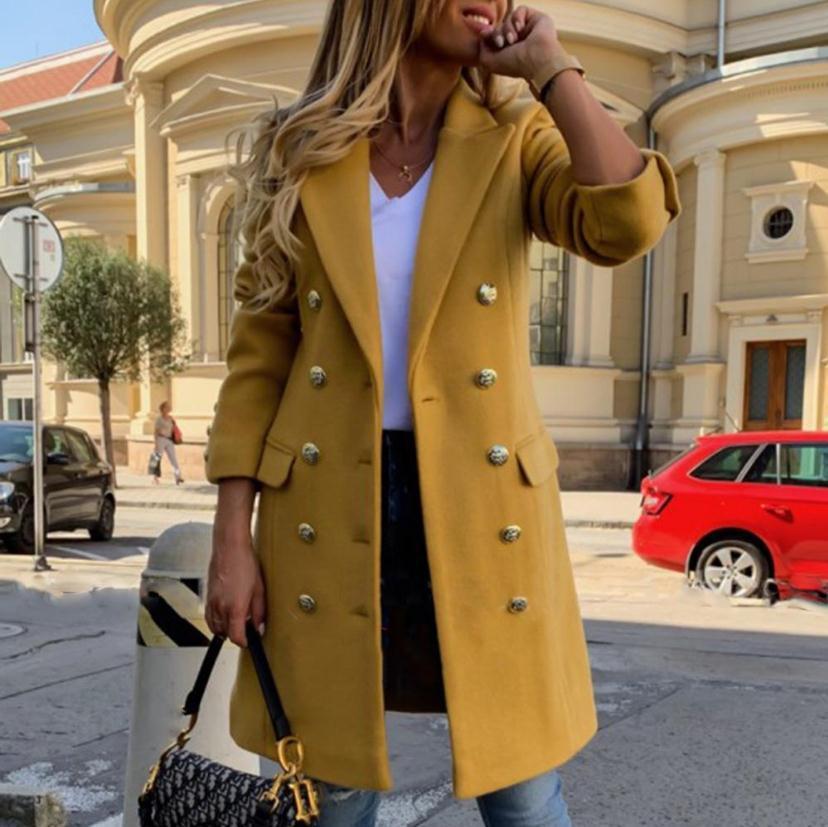 Woolen Double-breasted Trench Coat