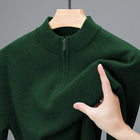 Men's Half-high Collar Zipper Sweater Green