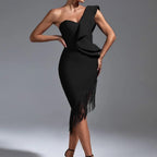 Oblique Shoulder One-piece Dress