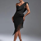 Oblique Shoulder One-piece Dress