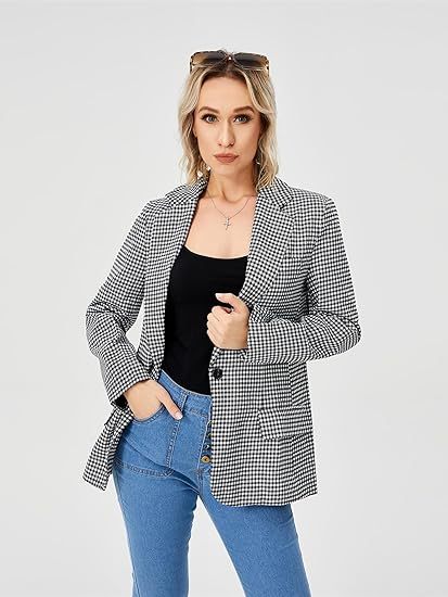 Womens Casual Blazer Jacket Black L
