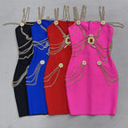 Women's Gold Chain Bandage One-piece Dress