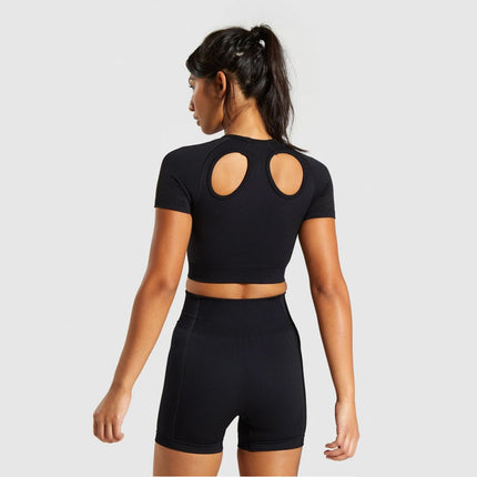 Seamless Knitted Yoga Set Black