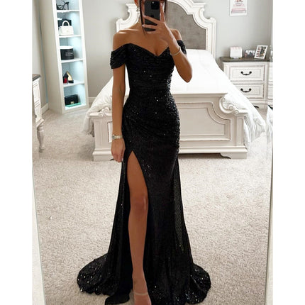 Women's Sequin Tube Top Maxi Dress with Split | 10 Colours
