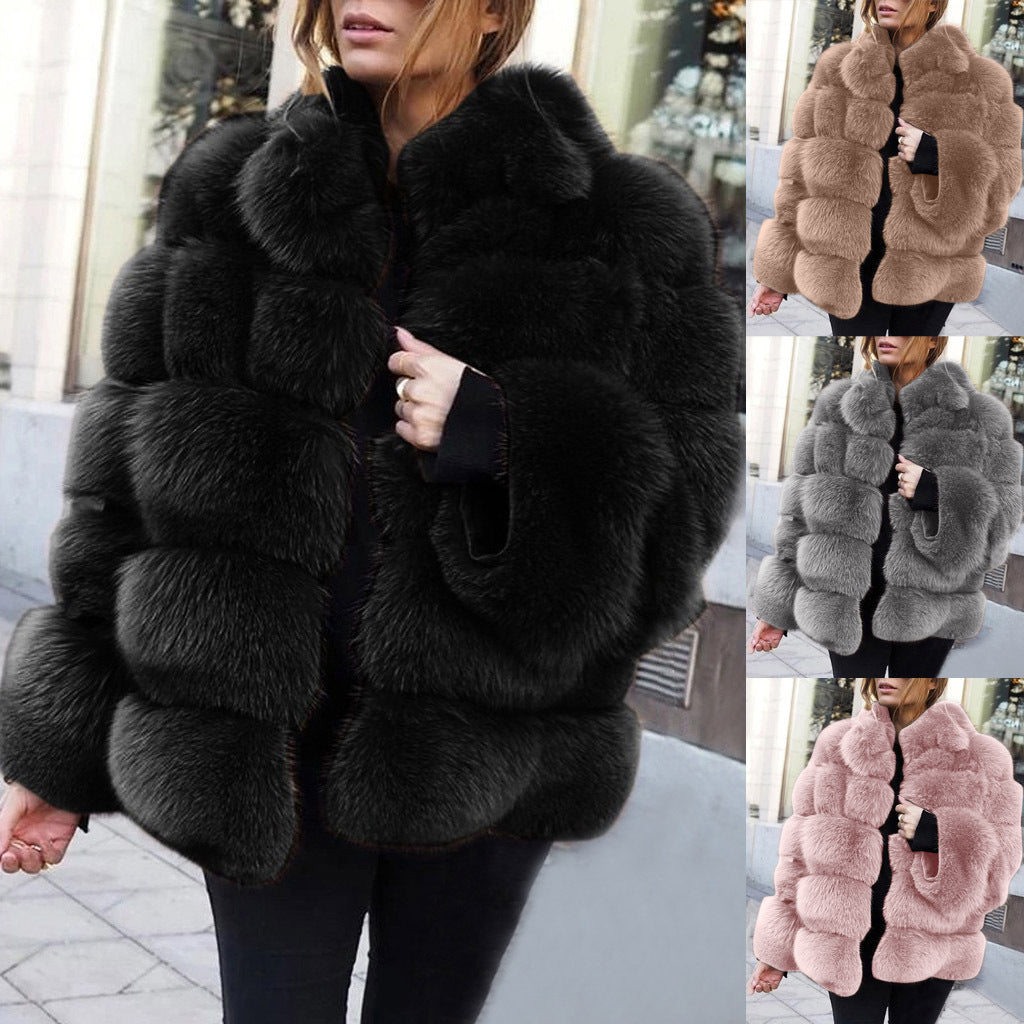 Women’s faux fur stitching jacket