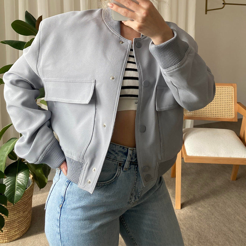 Women’s Button Stand-collar Jacket