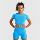 Seamless Knitted Yoga Set Blue
