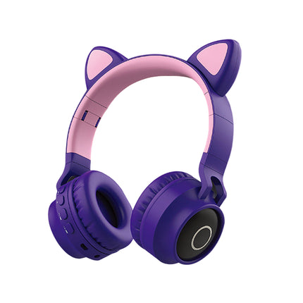 LED Light Cat Ear Headphones Wireless Headset Kids Headphone Purple pink