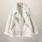 Women's motorcycle leather jacket White