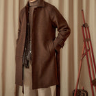 Men's Winter British Casual Wool Mid-length Coat Coffee