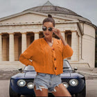 Autumn And Winter Button Sweaters Orange