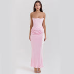 Women's Bandeau Backless Party Evening Dress Pink