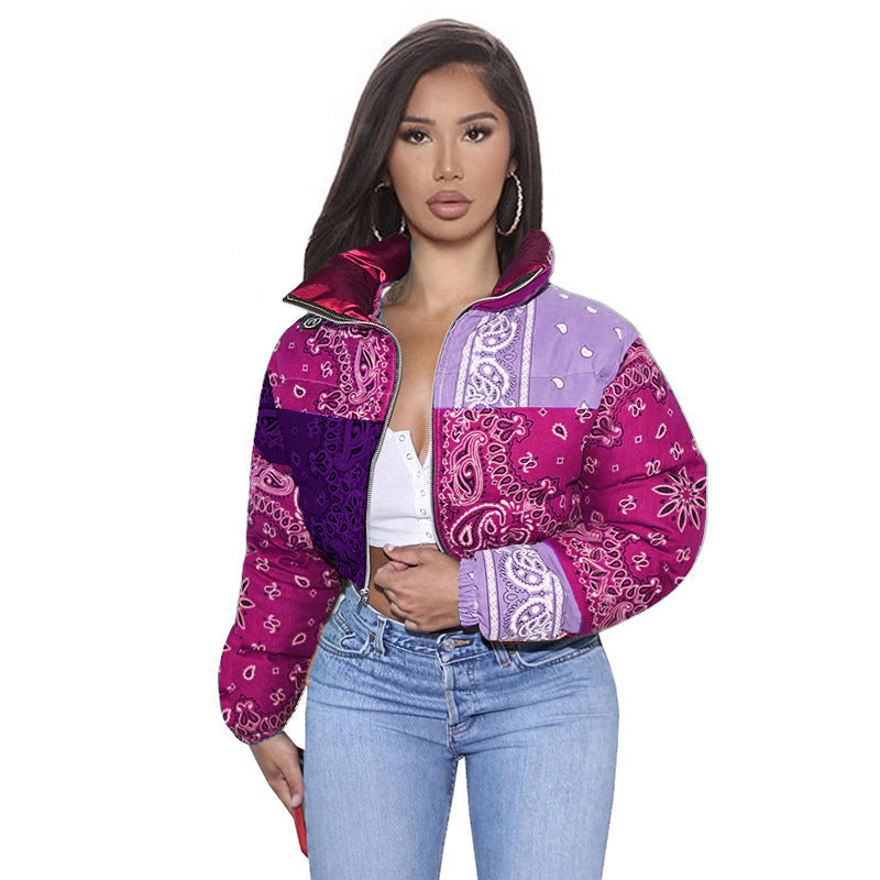 casual winter new short jacket Purple