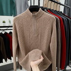 All Wool Men's Half Zipper Sweater Bronze