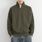 Half Zipped Stand Collar Men's Vintage Casual Sweatshirt Green