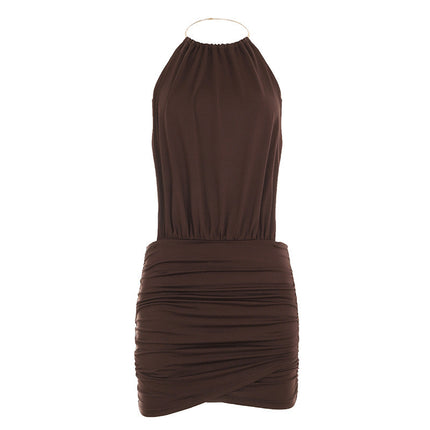 SS Lace Up Dress Brown