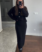 SS Cardigan & Skirt Suit Black