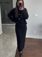 SS Cardigan & Skirt Suit Black