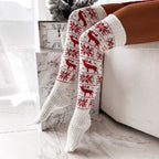 Winter Christmas Warm Knitted Women Stocking White Average Size