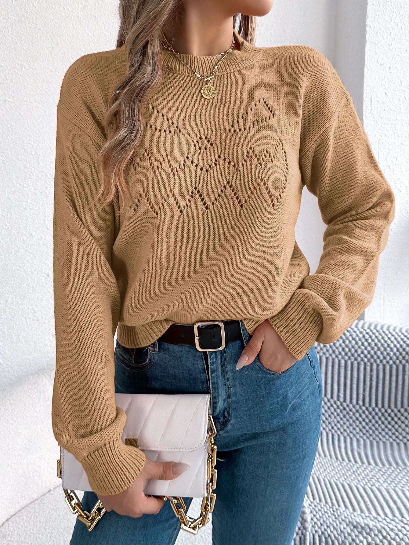 Halloween Hollow-out Lantern Pullover Khaki