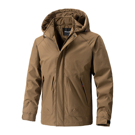 Men's Outdoor Casual Hooded Shell Jacket Brown