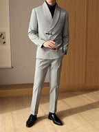 Men's Retro Collar Suit Two-piece Set