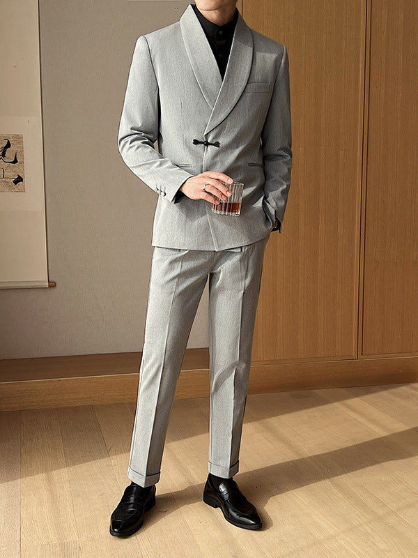 Men's Retro Collar Suit Two-piece Set