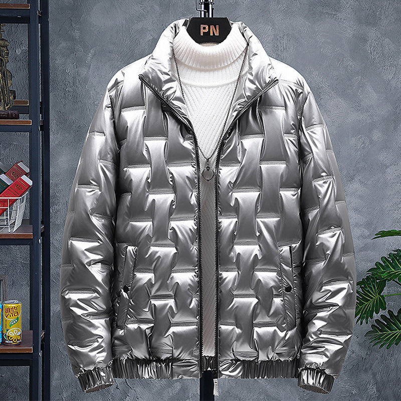 Men's Glossy Stand-up Collar Casual Jacket