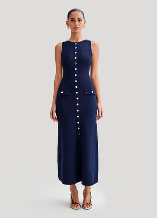 SS Elegant Knitted Dress Blue