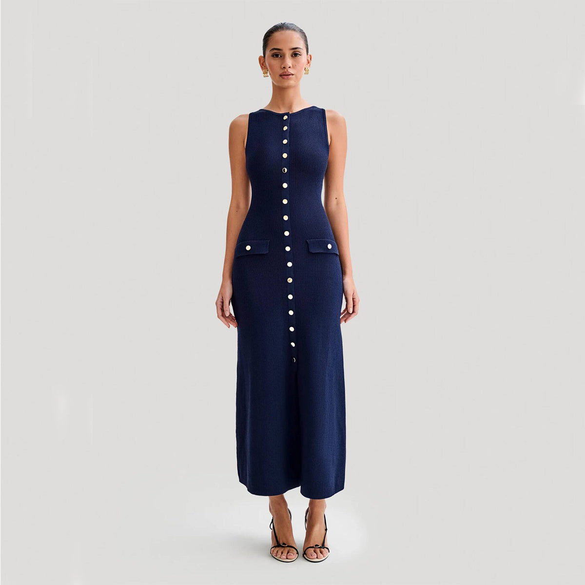 SS Elegant Knitted Dress Blue