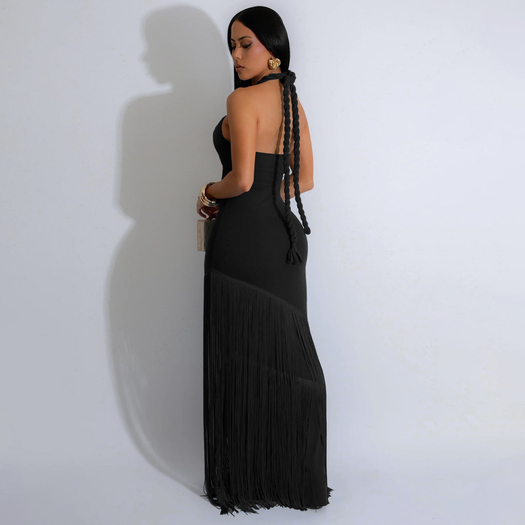 Tassel Stitching Tube Top One-piece Dress