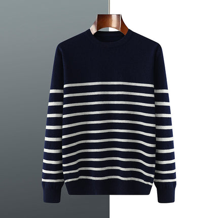 Casual Men's Striped Sweater Blue