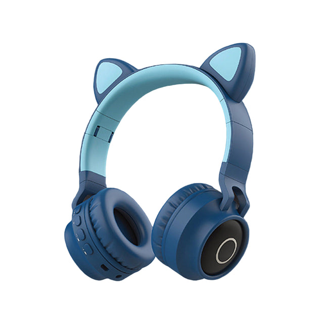 LED Light Cat Ear Headphones Wireless Headset Kids Headphone Blue green
