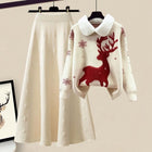 All-matching Knitted Sweater Skirt Two-piece Set white suit 5