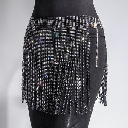 Rhinestone Strap Women's Skirt Black