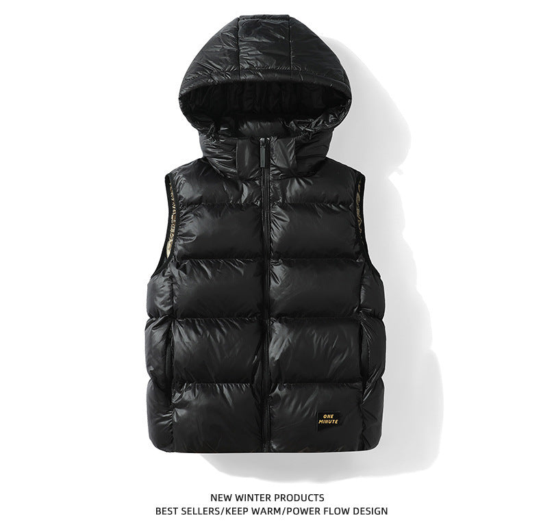 Padded Down Jacket Hooded Vest Black