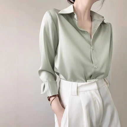 Women's Green Satin Shirt