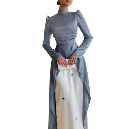 Pleated Stitching Sleeves Dress