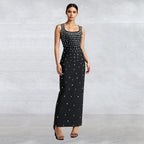 Rhinestones Sleeveless Sheath Tight Dress
