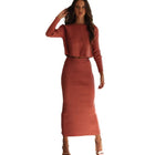 Women's Knitting Sweater Two Piece Red