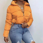 Women's Short Coat Winter Warm Jacket Orange M