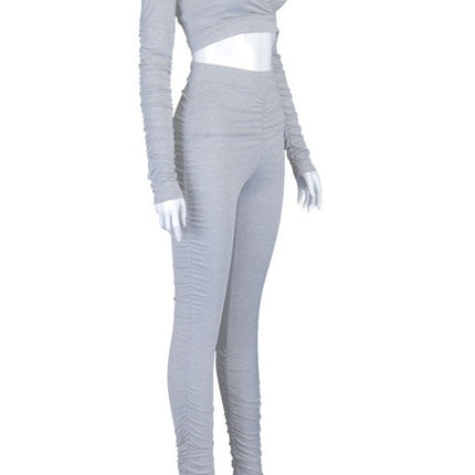 V-Neck T-Shirt + Split Trousers Suit